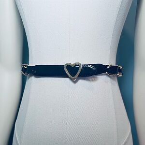 🐳 Moschino Black Belt with Gold Heart Accent